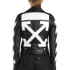 Modish Diagonal Stripes Leather Jacket