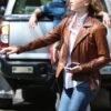 Emma Watson Brown Leather Jacket - Image 4