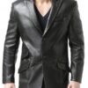 Men 2 Button Leather Blazer