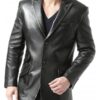 Men 2 Button Leather Blazer - Image 3