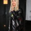 British Singer Rita Ora Black Leather Jacket- - Image 2