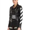 Modish Diagonal Stripes Leather Jacket - Image 5