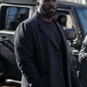 Mike Colter Alarum 2025 Black Wool Coat