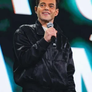 The Amateur 2025 Rami Malek Black Bomber Jacket