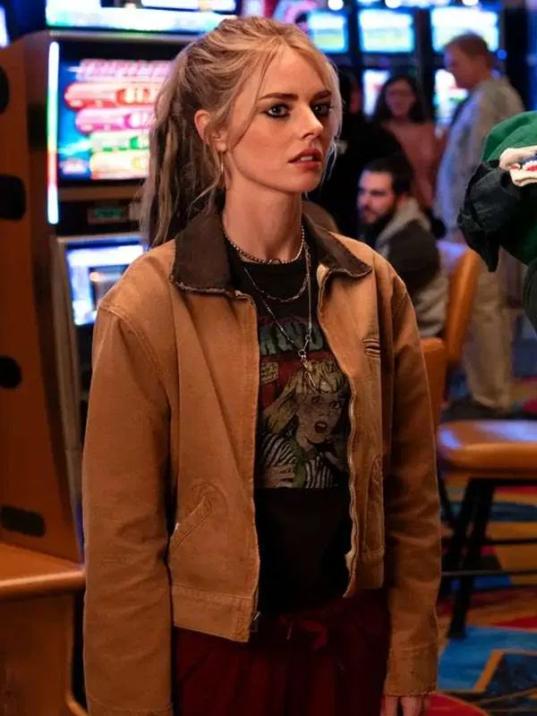 Samara Weaving Eenie Meanie Brown Jacket